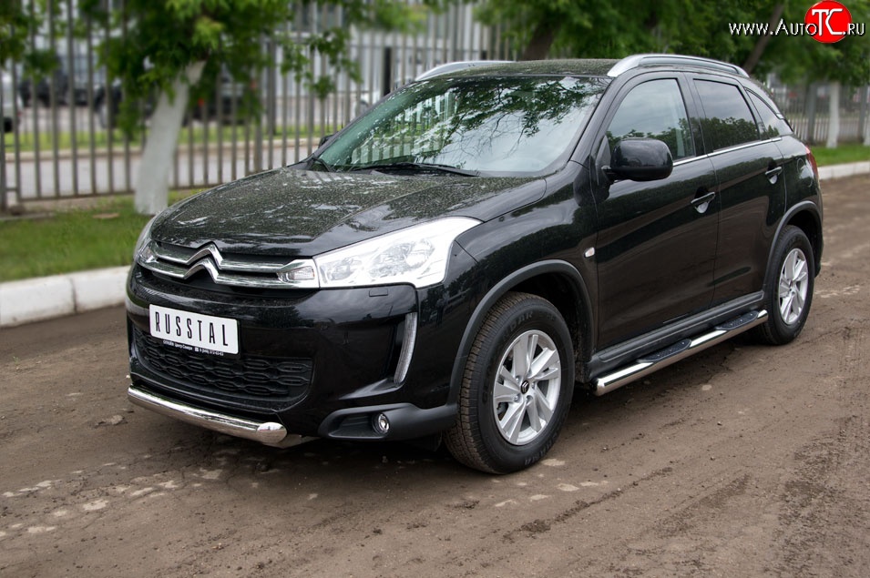 15 349 р. Одинарная защита переднего бампера диаметром 76 мм SLITKOFF CITROEN C4 aircross (2012-2017)  с доставкой в г. Майкоп