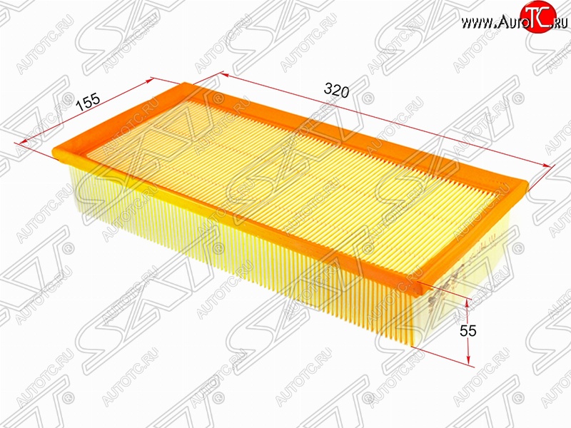 299 р. Фильтр воздушный двигателя SAT (320х155х55 mm)  CITROEN C5 ( X40,DC,  X40,DE) (2000-2004), Peugeot 406 ( 8B,  8E,F) (1995-2004)  с доставкой в г. Майкоп