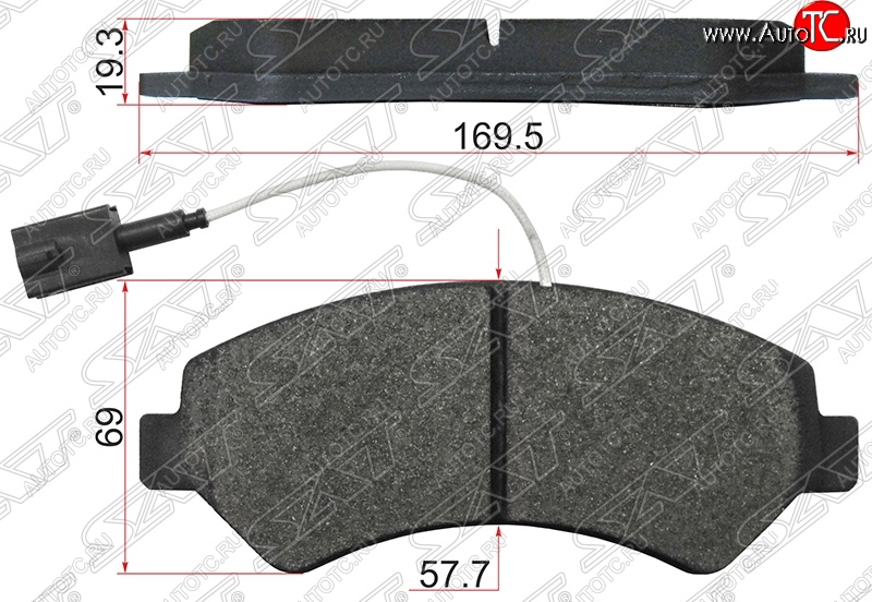 1 299 р. Колодки тормозные SAT (передние, 1 датчик износа) CITROEN Jumper 250 (2006-2014)  с доставкой в г. Майкоп