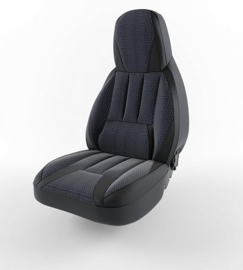 Чехлы для сидений Lord Autofashion Форсаж (экокожа) Daewoo Matiz ( M100,  M150) (1998-2016) дорестайлинг, рестайлинг (Черный, вставка жаккард Ёж белый)