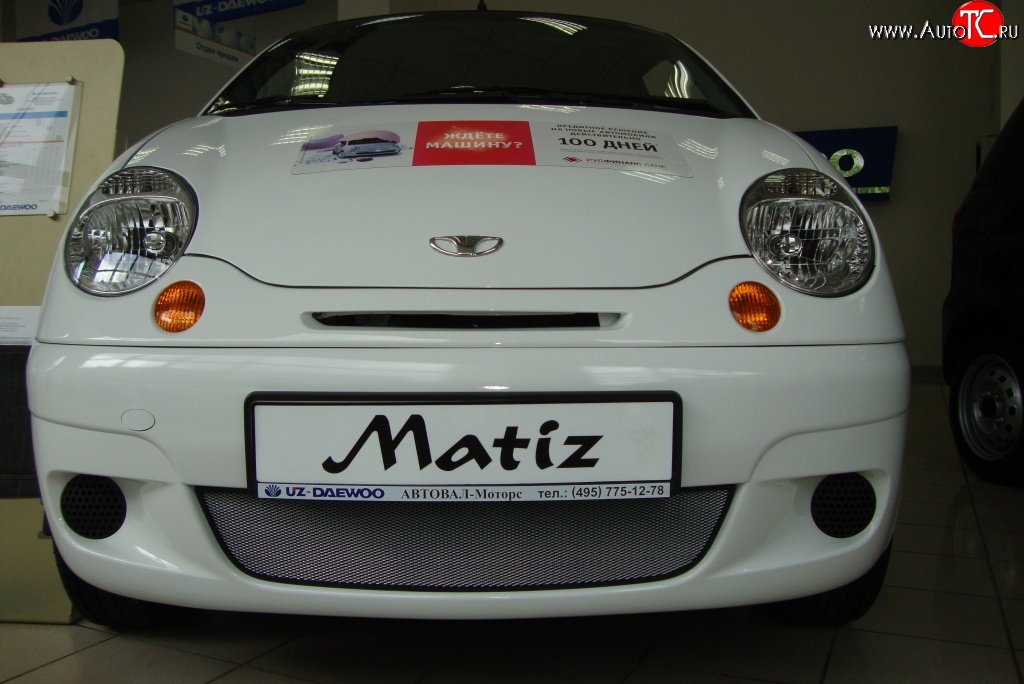 1 539 р. Сетка на бампер (рестайлинг) Russtal (хром) Daewoo Matiz M100 дорестайлинг (1998-2000)  с доставкой в г. Майкоп