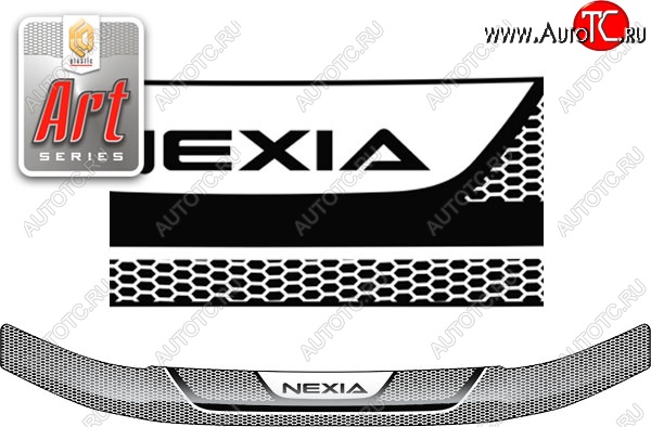 2 079 р. Дефлектор капота CA-Plastiс  Daewoo Nexia  рестайлинг (2008-2015) (Серия Art серебро)  с доставкой в г. Майкоп