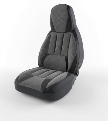 Чехлы для сидений Lord Autofashion Форсаж (экокожа) Daewoo Nexia  рестайлинг (2008-2015) (Черный, вставка флок Серый флеш)