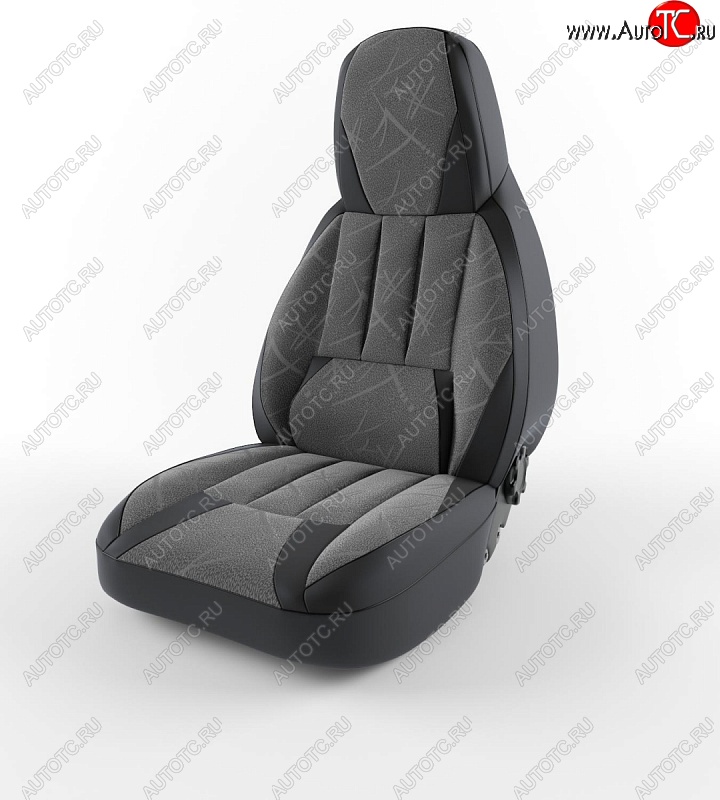 5 099 р. Чехлы для сидений Lord Autofashion Форсаж (экокожа)  Daewoo Nexia  рестайлинг (2008-2015) (Черный, вставка флок Серый флеш)  с доставкой в г. Майкоп