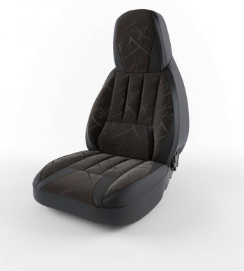 Чехлы для сидений Lord Autofashion Форсаж (экокожа) Daewoo Nexia  рестайлинг (2008-2015) (Черный, вставка флок Черный флеш)