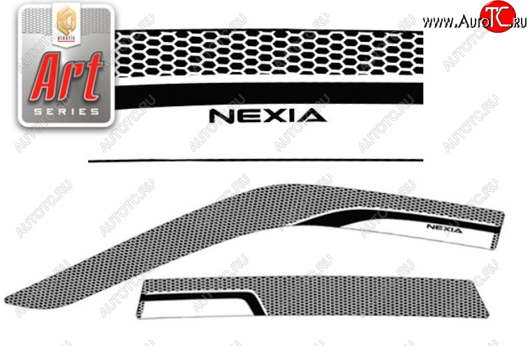 2 199 р. Дефлектор капота CA-Plastiс  Daewoo Nexia  дорестайлинг (1995-2008) (Серия Art белая, Без хром.молдинга)  с доставкой в г. Майкоп