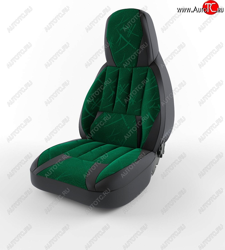 5 099 р. Чехлы для сидений Lord Autofashion Форсаж (экокожа)  Daewoo Nexia  дорестайлинг (1995-2008) (Черный, вставка флок Зеленый юнион)  с доставкой в г. Майкоп