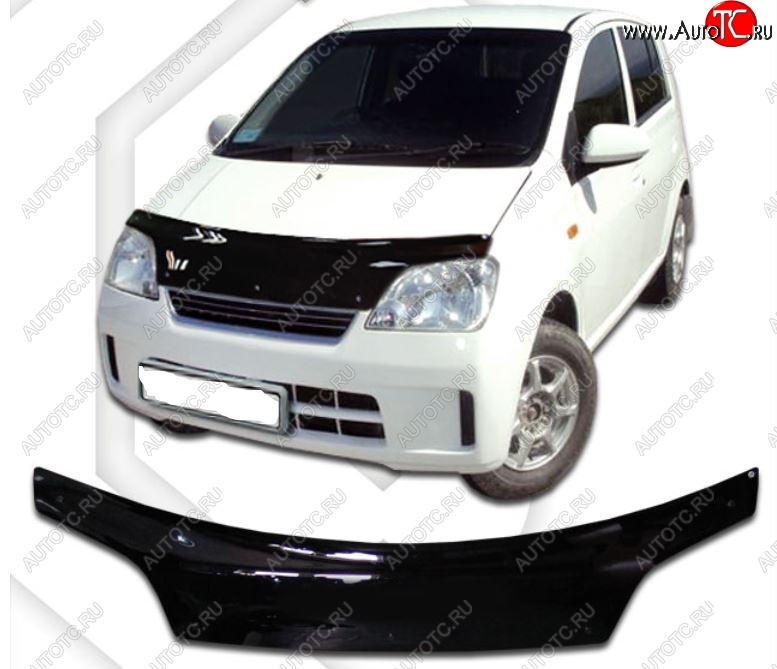 2 159 р. Дефлектор капота (кузов L250S, L250V, L260S) CA-Plastic  Daihatsu Mira (2003-2007) (Classic черный, Без надписи)  с доставкой в г. Майкоп