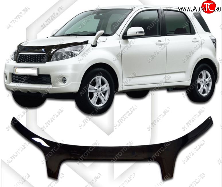 2 599 р. Дефлектор капота CA-Plastiс exclusive Daihatsu Terios J200 дорестайлинг (2006-2009) (Classic черный, Без надписи)  с доставкой в г. Майкоп