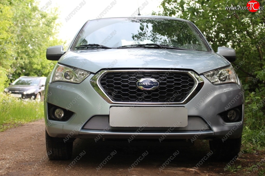 1 539 р. Защитная сетка на бампер Russtal (хром) Datsun on-DO седан рестайлинг (2019-2021)  с доставкой в г. Майкоп