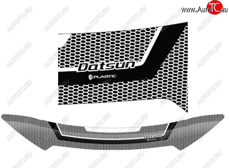 2 299 р. Дефлектор капота CA-Plastiс  Datsun on-DO (2014-2019) седан дорестайлинг (Серия Art черная)  с доставкой в г. Майкоп