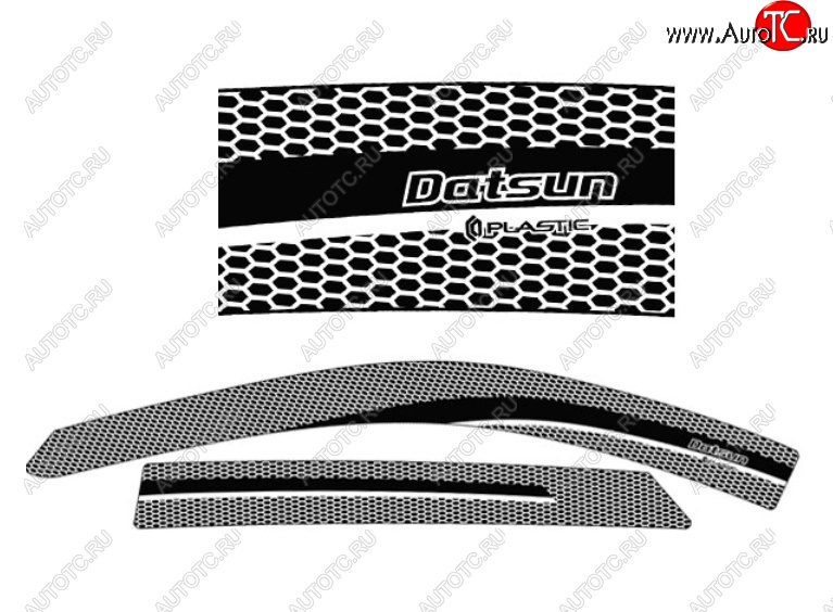 2 159 р. Дефлектора окон CA-Plastic  Datsun on-DO (2014-2021) седан дорестайлинг, седан рестайлинг (Серия Art белая, Без хром.молдинга)  с доставкой в г. Майкоп