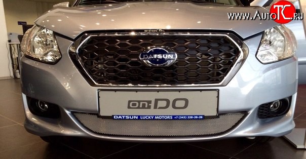 1 899 р. Сетка на бампер Russtal (хром) Datsun on-DO седан дорестайлинг (2014-2019)  с доставкой в г. Майкоп