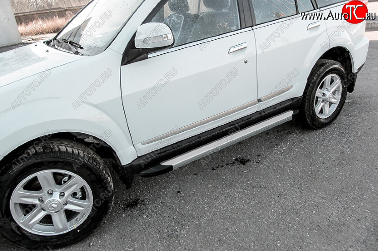13 349 р. Пороги алюминиевые Slitkoff  Derways Hower Н3 (2017-2019) (Optima Silver)  с доставкой в г. Майкоп