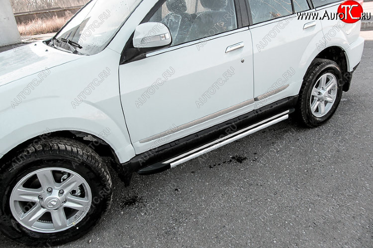 11 299 р. Пороги алюминиевые Slitkoff  Derways Hower Н3 (2017-2019) (Luxe Black)  с доставкой в г. Майкоп
