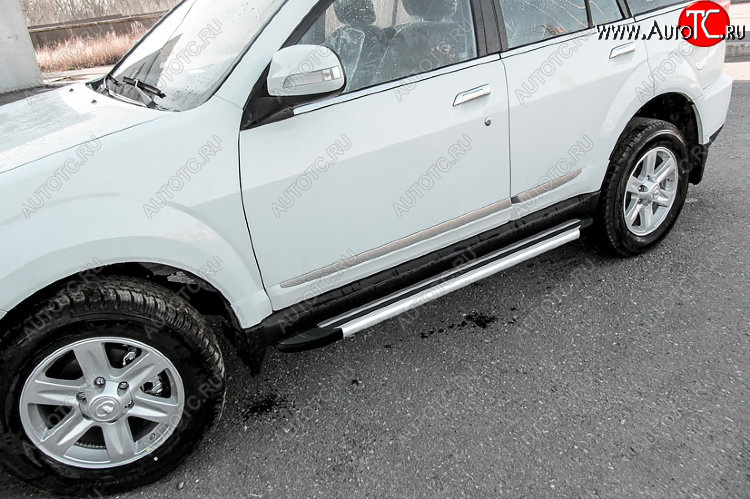 10 699 р. Пороги алюминиевые Slitkoff  Derways Hower Н3 (2017-2019) (Luxe Silver)  с доставкой в г. Майкоп
