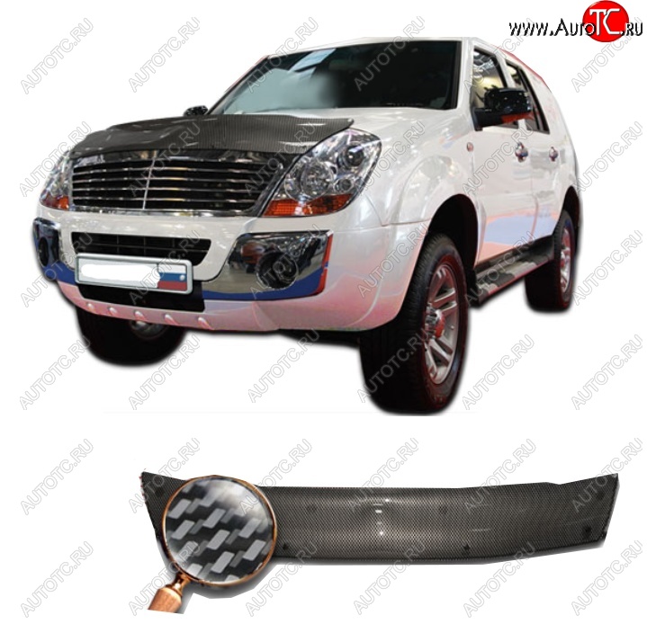 2 559 р. Дефлектор капота CA-Plastiс  Derways Aurora (2006-2008) (Шелкография карбон-серебро)  с доставкой в г. Майкоп
