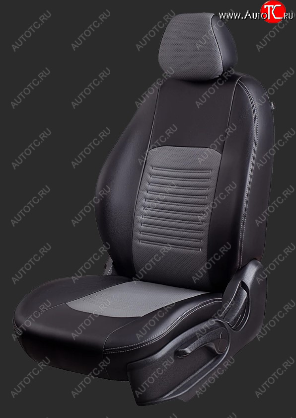 6 549 р. Чехлы для сидений Lord Autofashion Турин (экокожа, фургон, сиденья 1+2) Fiat Ducato 290 (2014-2025) (Черный, вставка серая)  с доставкой в г. Майкоп