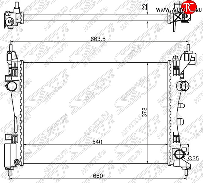 6 699 р. Радиатор двигателя SAT (пластинчатый, 1.0/1.2/1.4/1.6, МКПП/АКПП) Opel Corsa D 1-ый рестайлинг, хэтчбэк 3 дв. (2010-2011)  с доставкой в г. Майкоп