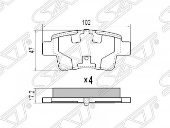 Колодки тормозные SAT (задние) Opel Corsa D  2-ой рестайлинг, хэтчбэк 5 дв. (2011-2014)