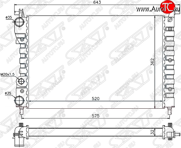 6 449 р. Радиатор двигателя SAT (пластинчатый, МКПП) Fiat Siena (1996-2016)  с доставкой в г. Майкоп