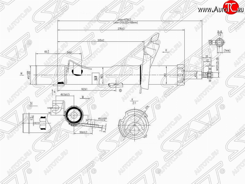 3 179 р. Правый амортизатор передний SAT Mazda 3/Axela BK дорестайлинг седан (2003-2006)  с доставкой в г. Майкоп