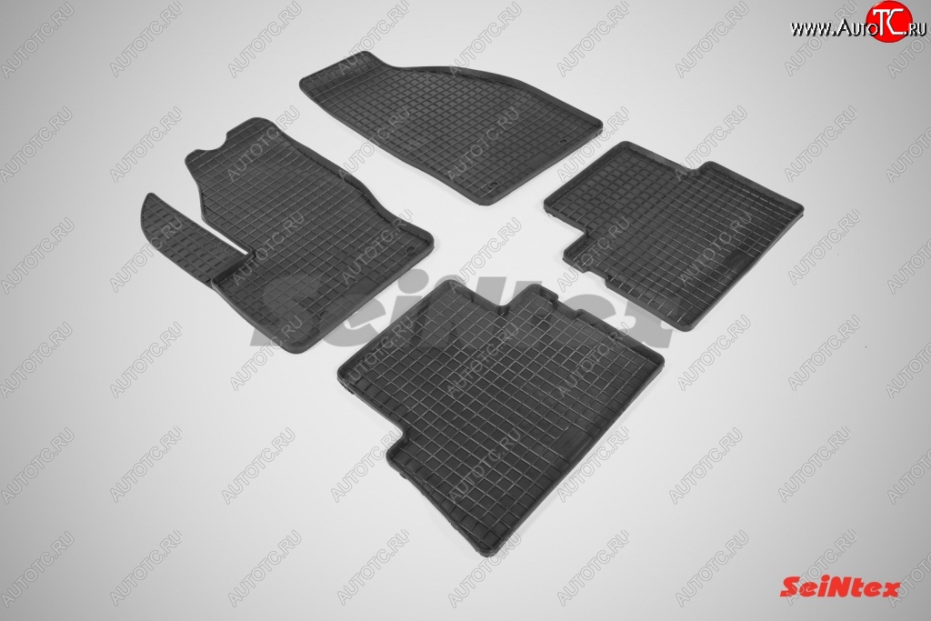 3 269 р. Износостойкие коврики в салон с рисунком Сетка SeiNtex Premium 4 шт. (резина) Ford C-max Mk1 рестайлинг (2007-2010)  с доставкой в г. Майкоп