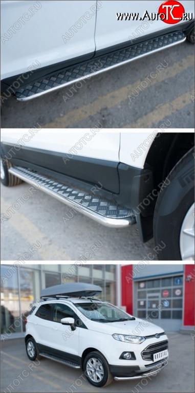 35 549 р. Широкая защита порогов с трубой d42 мм SLITKOFF v3  Ford EcoSport (2013-2019) дорестайлинг  с доставкой в г. Майкоп