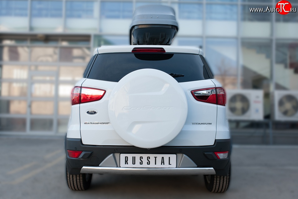 12 999 р. Защита заднего бампера (Ø75x42 мм, нержавейка) Russtal Ford EcoSport дорестайлинг (2013-2019)  с доставкой в г. Майкоп