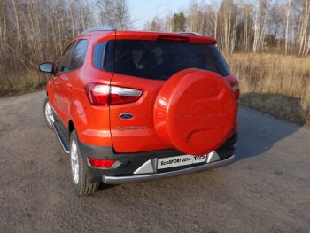 Защита заднего бампера (овальная) ТСС (нержавейка d75х42 мм) Ford EcoSport ( B515) (2013-2019) дорестайлинг, рестайлинг