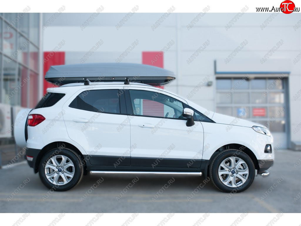 19 999 р. Защита порогов (труба D63 мм) SLITKOFF  Ford EcoSport (2013-2019) дорестайлинг (Защита порогов со срезом 45°)  с доставкой в г. Майкоп