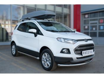 19 999 р. Защита порогов (труба D63 мм) SLITKOFF  Ford EcoSport (2013-2019) дорестайлинг (Защита порогов со срезом 45°)  с доставкой в г. Майкоп. Увеличить фотографию 2