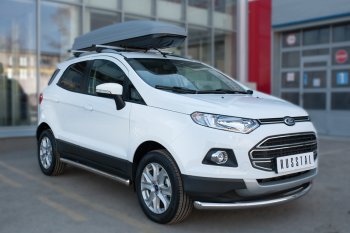 9 999 р. Защита порогов (труба D63 мм) SLITKOFF  Ford EcoSport (2013-2019) дорестайлинг (Защита порогов с закругленными торцами (вариант 3))  с доставкой в г. Майкоп. Увеличить фотографию 3
