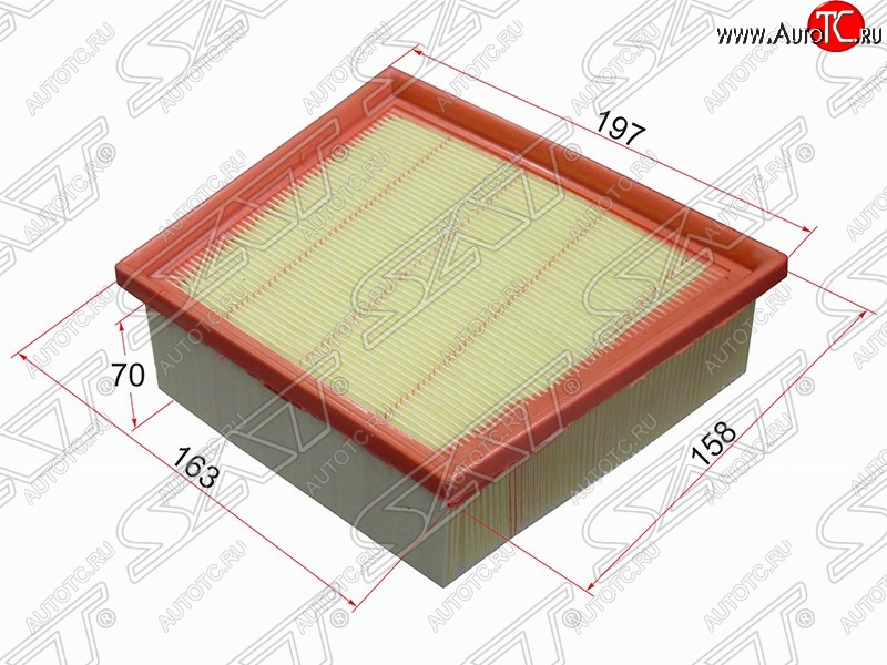 299 р. Фильтр воздушный двигателя SAT (197/163х158х70 mm)  Ford EcoSport ( B515) (2013-2019), Ford Fiesta  6 (2008-2019), Ford Fusion ( 2) (2013-2020), Mazda Demio  3 DE (2007-2014)  с доставкой в г. Майкоп