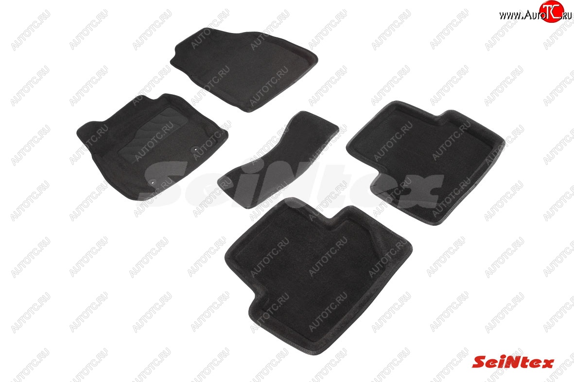 5 699 р. Комплект 3D ковриков в салон (ворсовые / чёрные) Seintex  Ford EcoSport (2013-2019) дорестайлинг  с доставкой в г. Майкоп