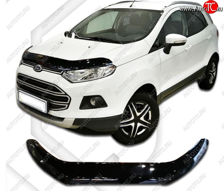2 159 р. Дефлектор капота CA-Plastic Ford EcoSport B515 рестайлинг (2017-2019) (Classic черный, Без надписи)  с доставкой в г. Майкоп