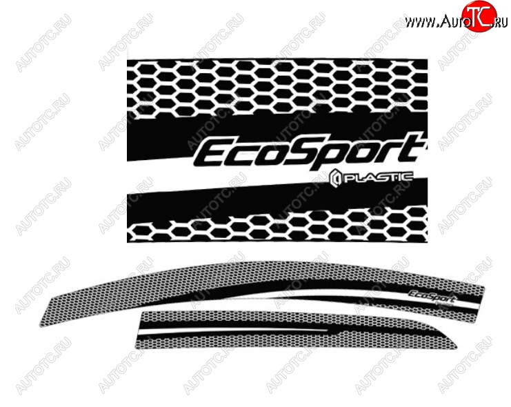 2 159 р. Дефлектора окон CA-Plastic  Ford EcoSport  B515 (2017-2019) рестайлинг (Серия Art черная)  с доставкой в г. Майкоп