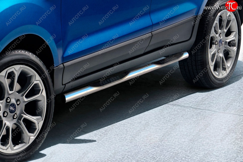 19 499 р. Защита порогов Slitkoff (d76 мм, с проступями)  Ford EcoSport  B515 (2017-2019) рестайлинг (Нержавейка, Полированная)  с доставкой в г. Майкоп