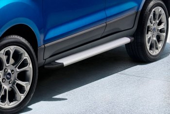 Пороги алюминиевые Optima Silver 1600 серебристые на Ford EcoSport  B515 (2017-2019) рестайлинг (Optima Silver)