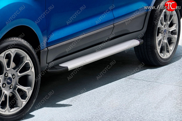13 099 р. Пороги алюминиевые Optima Silver 1600 серебристые на  Ford EcoSport  B515 (2017-2019) рестайлинг (Optima Silver)  с доставкой в г. Майкоп