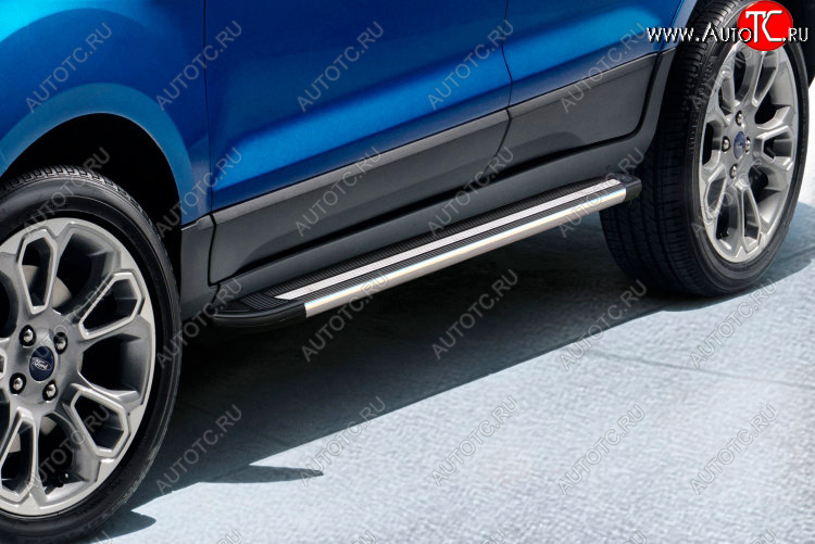 10 999 р. Пороги алюминиевые Slitkoff  Ford EcoSport  B515 (2017-2019) рестайлинг (Luxe Black)  с доставкой в г. Майкоп