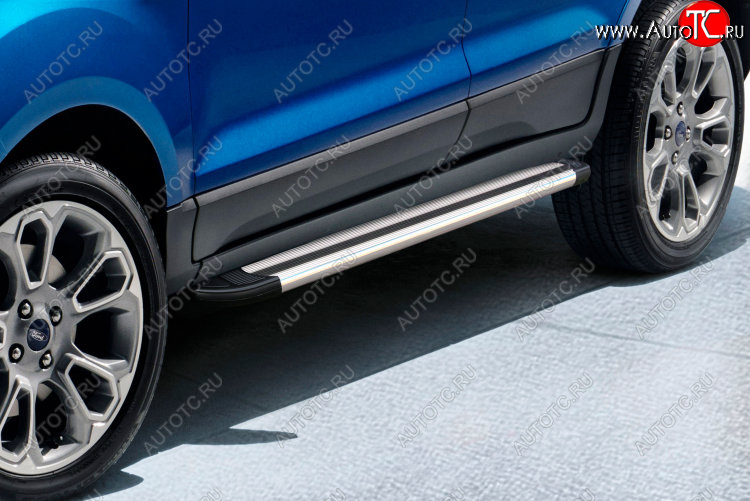 10 399 р. Пороги алюминиевые Slitkoff  Ford EcoSport  B515 (2017-2019) рестайлинг (Luxe Silver)  с доставкой в г. Майкоп