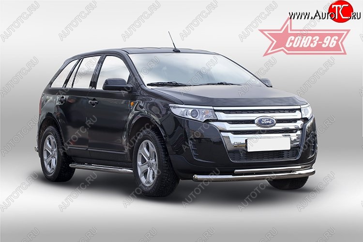 30 329 р. Защита переднего бампера двойная Souz-96 (d76/42) Ford Edge CD539 дорестайлинг (2015-2018)  с доставкой в г. Майкоп