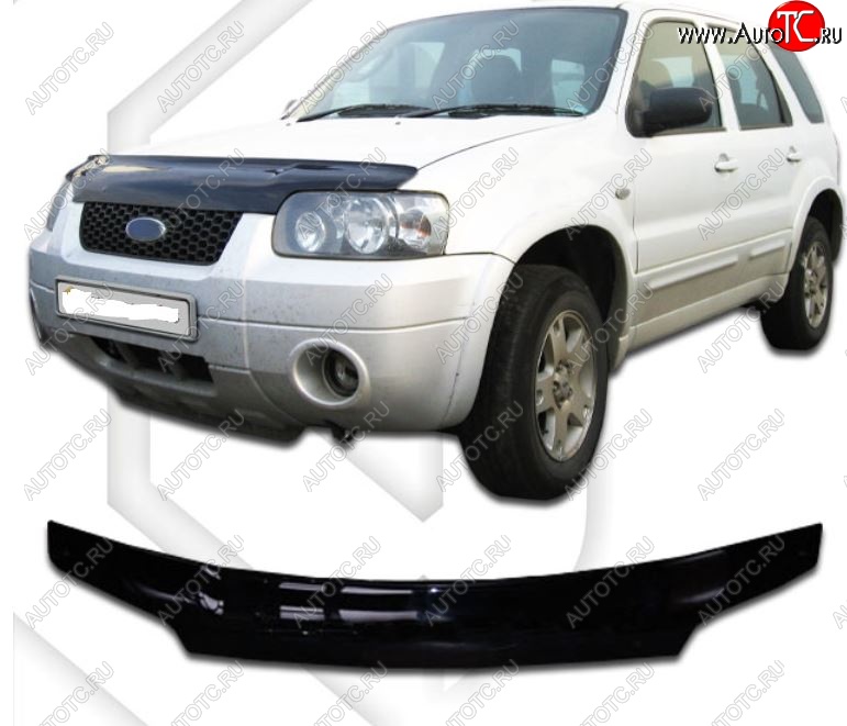 2 199 р. Дефлектор капота CA-Plastic Ford Escape 1 дорестайлинг (2000-2004) (Classic черный, Без надписи)  с доставкой в г. Майкоп