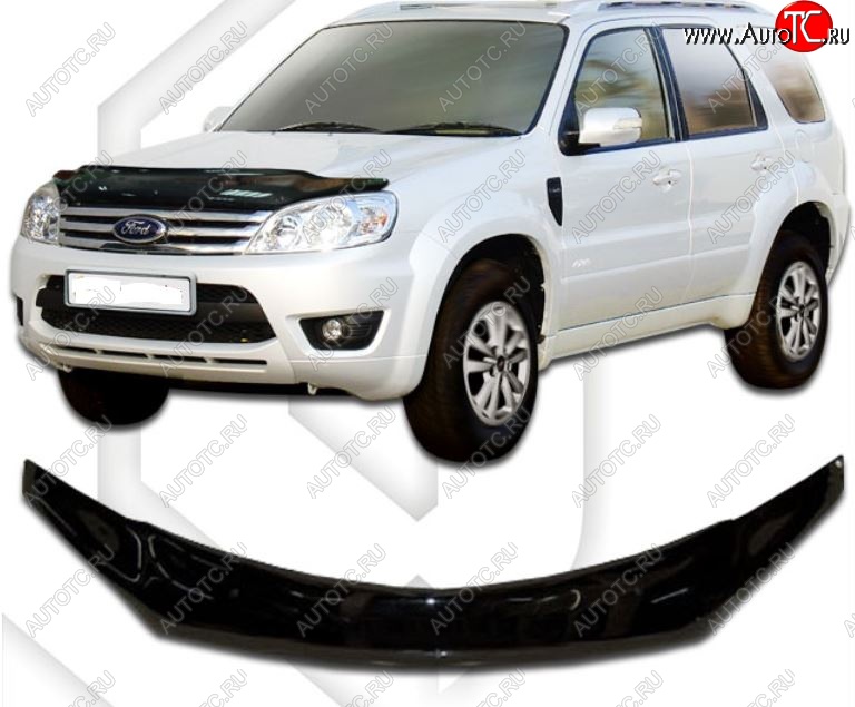 2 199 р. Дефлектор капота ( exclusive Europe) CA-Plastic Ford Escape 2 (2008-2012) (серия exclusive  Classic черный, Без надписи)  с доставкой в г. Майкоп