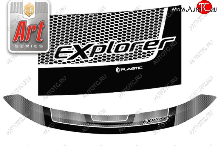 2 879 р. Дефлектор капота CA-Plastiс exclusive  Ford Explorer  U502 (2015-2019) 1-ый рестайлинг, 5 дв., 2-ой рестайлинг, 5 дв. (Серия Art белая)  с доставкой в г. Майкоп