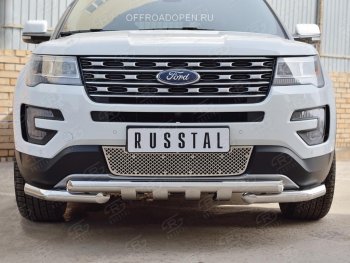 3 689 р. Решетка радиатора Russtal лист Ford Explorer U502 2-ой рестайлинг, 5 дв. (2017-2019) (Неокрашенная)  с доставкой в г. Майкоп. Увеличить фотографию 2