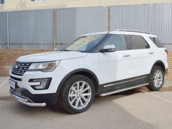 17 999 р. Защита переднего бампера (2 трубыØ63 и 42 мм, нержавейка) SLITKOFF  Ford Explorer  U502 (2015-2019) 1-ый рестайлинг, 5 дв., 2-ой рестайлинг, 5 дв.  с доставкой в г. Майкоп. Увеличить фотографию 2