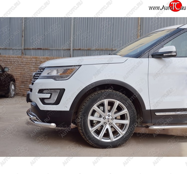 17 999 р. Защита переднего бампера (2 трубыØ63 и 42 мм, нержавейка) SLITKOFF  Ford Explorer  U502 (2015-2019) 1-ый рестайлинг, 5 дв., 2-ой рестайлинг, 5 дв.  с доставкой в г. Майкоп