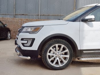 13 849 р. Защита переднего бампера (2 трубыØ63 и 75х42 мм, нержавейка) Russtal Ford Explorer U502 2-ой рестайлинг, 5 дв. (2017-2019)  с доставкой в г. Майкоп. Увеличить фотографию 4